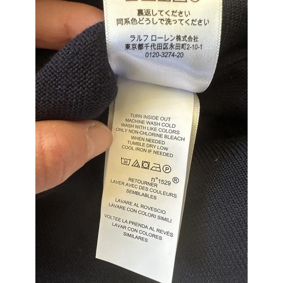 Polo Ralph Lauren 2XL Navy Pima Cotton Men's Pullover Sweater V-Neck Preppy‎ - Picture 4 of 7